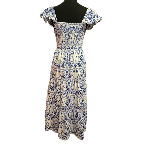 Sugarlips Dress Medium Cottagecore Smocked Tiered Maxi Coastal Vacation Cruise - Picture 4 of 10